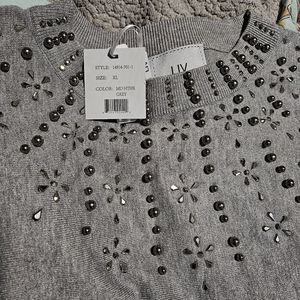 Grey Embellished Sweater